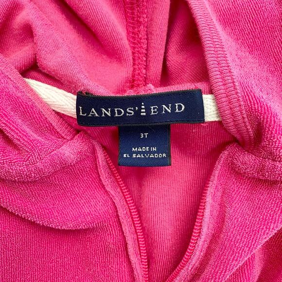 Land's End Terrycloth Pull Over Hooded Short Sleeve Swim Cover Up in Pink, 3T - Picture 3 of 6